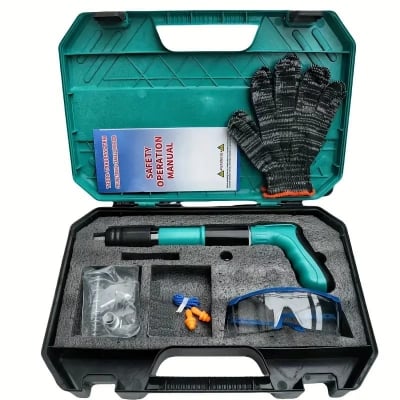 Picture of 105 in 1 Steel Manual Nail Gun Set – Multipurpose Stapler Tool Kit for Home & Workshop Use (Blue)