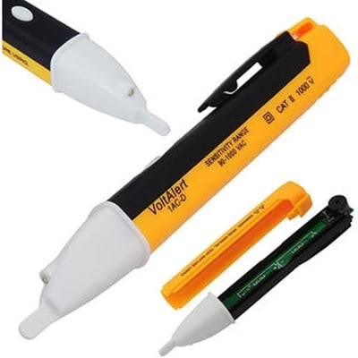 Picture of AC Voltage Detector 1AC-D Non Contact Voltage Tester Pen 90-1000V Voltage Detector With LED Light Analog Voltage (Yellow)