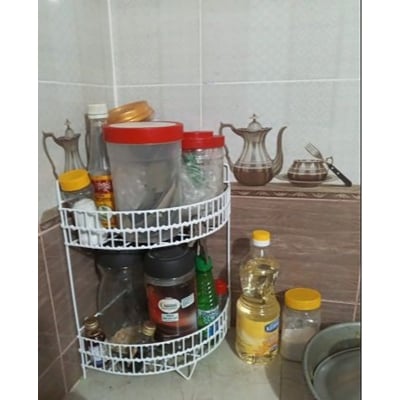 Picture of Kitchen rack spice jar Metal Wall mounted Hanging Rack bathroom organizer Drying Rack (White Corner Rack)