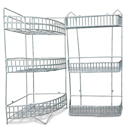 Picture of Elegant  Corner Kitchen Storage Rack Organizer, Metal Wall-Mounted Corner Shelf for Pantry and Cabinet Organization (3 Layer 2 Pcs Rack)