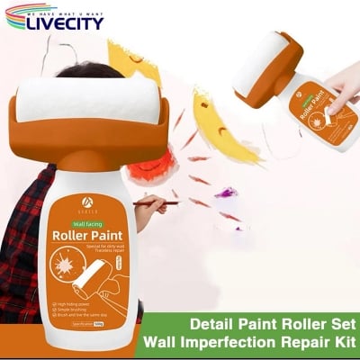 Picture of Wall Repair Roller Paint Multifunctional White Paint Roller for Wall Painting Water Based Latex DIY WAll Rolling PaInt for (Orange)