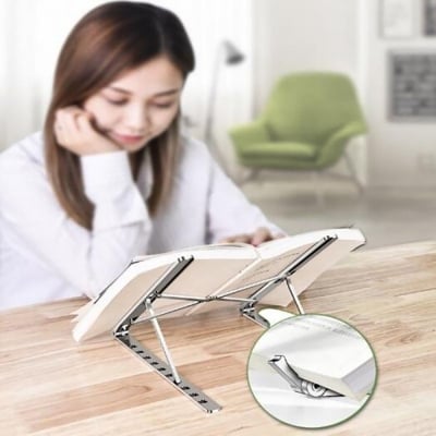 Picture of Height Adjustable Laptop Bed Table, Portable Lap Desk with Foldable Legs, Breakfast Tray for, Notebook Computer Stand for Reading Writing on Bed Couch Sofa Floor (Steel Laptop stand)