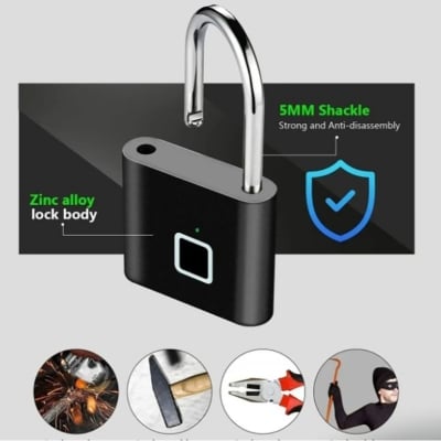 Picture of Keyless Rechargeable Fingerprint Padlock Smart Door Lock Smart Door Lock (Black)