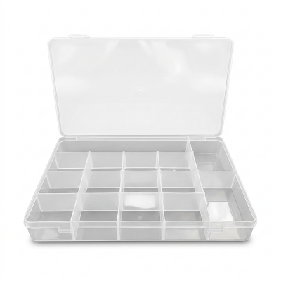 Picture of Transparent Plastic Jewelry Organizer Box Multi Compartments for Women's Fashion Jewellery Storage  for Jewellery, Hair Pins, Medicines, Box with Partitions/Sections, (15 Part box)