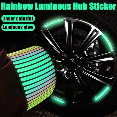 Picture of 10Pc set Car Wheel Sticker Reflective Stripe (Multicolor)