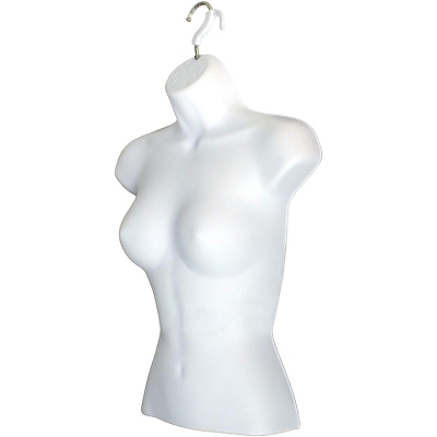 Picture of Male Mannequin Torso Form Fashion plastic white black half upper body hollow male hanging mannequin with metal hook for Clothing Display (1 Women body,Int:L)
