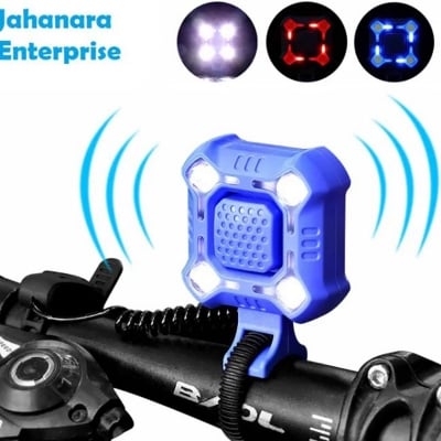 Picture of Bike Bell 4 Lamp Cycling Light 1200mAh Electric Horn Waterproof USB Charging Loud Alarm Security Bicycle Bell (Multicolor)