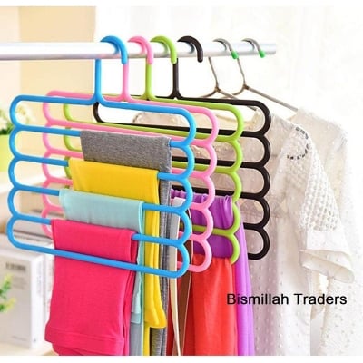 Picture of 12 hole Moving Hijab Hanger multicolor Plastic Space-Saving Scarf Organizer, Hanger Scarf for Hijab Organizer, Classic Lifestyle for Belt, Tie or Accessories for Men (Plastic Pant hanger)
