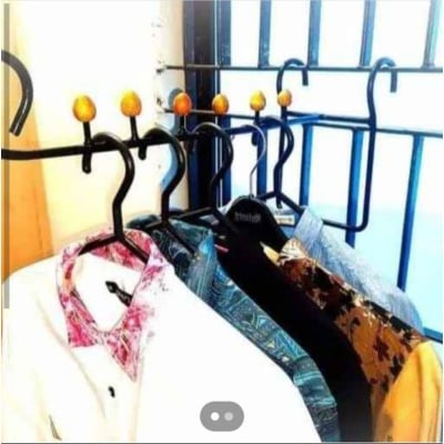 Picture of Stainless Steel Coat Hanger Hook Rail 10 Hooks Wall Mount Shelf Rack for Kitchen N Bathroom Towel Clothes Hanger Rack Hook Rail - Hanger (Grill Hanger Iron)