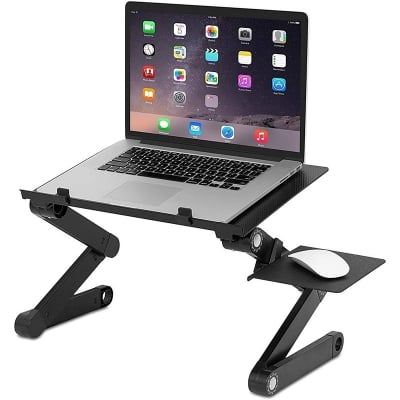 Picture of Adjustable Height Laptop Bed Table With Cooling Fan - Portable Lap Desk For Breakfast And Work (Metal Laptop table)
