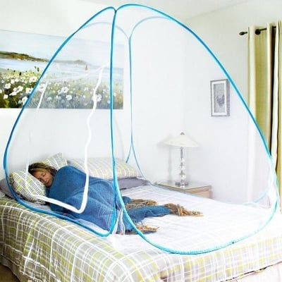 Picture of Foldable Self Standing Magic Mosquito Net for double bed mosari Pop up folding mosquito net (Double bed Size)