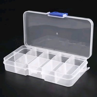 Picture of 10 Compartment Plastic Storage Box Transparent for Pearl Pin Jewelry Tools Small Accessories (CLEAR)