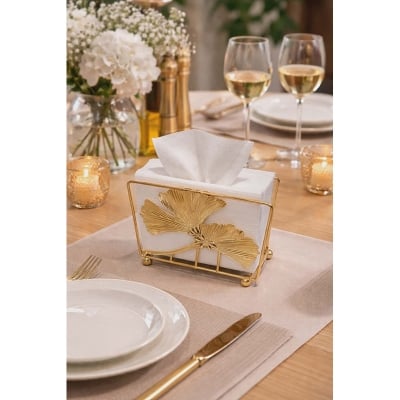 Picture of Creative Gold Metal Tissue Holder Storage Organizer Napkin Holder For Dinner Table (Gold)