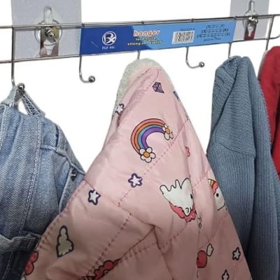 Picture of 6 Pin Hook Stainless Steel Bathroom Cloth Hooks / Hanger / Key Holder / Door Wall Robe Hooks Rail for Hanging Keys, (Silver)