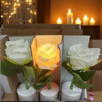 Picture of Rose candle Flower With Vase led Light (Multicolor)