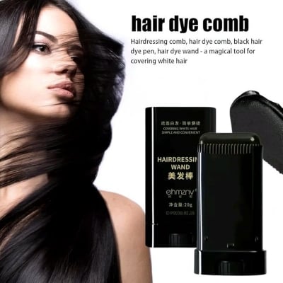 Picture of Portable Hair Dye Stick with Application Brush | Beard Hair Dye Stick/Brush, Emergency Hair Dyeing Stylish Styling Tool (Black)