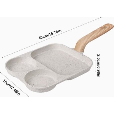 Picture of Pancake Pan | Breakfast Fry Pan | Breakfast Skillet, Non-stick Grill Skillet, Stainless Steel Breakfast Pan, Egg Skillet, Omelet Pan, Frying Pan, Divided Cooking Pan for Breakfast (Off White)