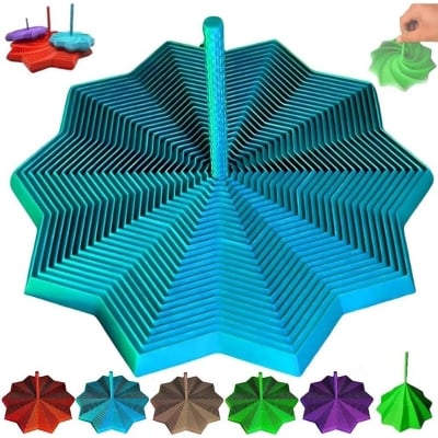 Picture of 3D Printed Expanded Sensory Fidget Star, Expandable Fractal Fidget Hexagon with Handle, Honeycomb Whirling Spiral Design, Stress Relief Sensory Whirling Spiral for Office (Multicolor)