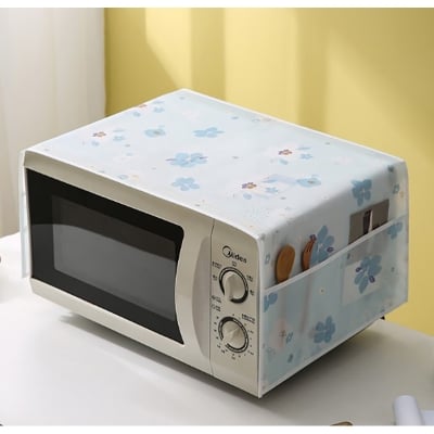 Picture of Waterproof Wax Microwave Cover, Dustproof Dual Pocket Microwave Waterproof Dust Proof Cover Easy to Clean Different Graphics 35 * 85cm (Glass Painting) 