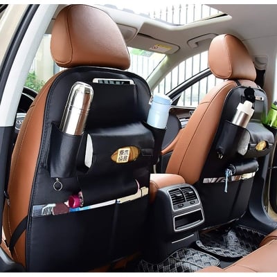 Picture of Auto Car Seat Back Organizer Car Seat Hanging Bag Storage for Drinks Umbrellas and Napkin Bags (Black) 