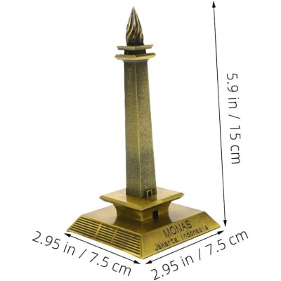 Picture of 1pcs Indonesian Tower Model Souvenir Statue Vintage Architecture Statue for Desk Office Living Artistic Home Decor (Gold)