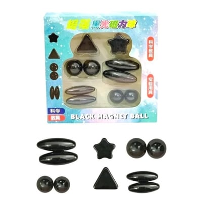 Picture of 10 Pcs Magnet Set With Polished Black Magnetic Balls Toy Game for Kids Playing (Black)