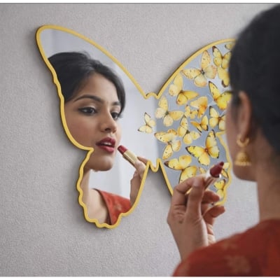 Picture of Butterfly Mirror Glass Stickers for Wall, Butterfly Mirror, Butterfly Mirror Stickers for Wall, Mirror Butterfly Wall Sticker, Bathroom Mirror, Decorative Wall Mirror Vanity Mirror for Living Room,Nursery (CLEAR)