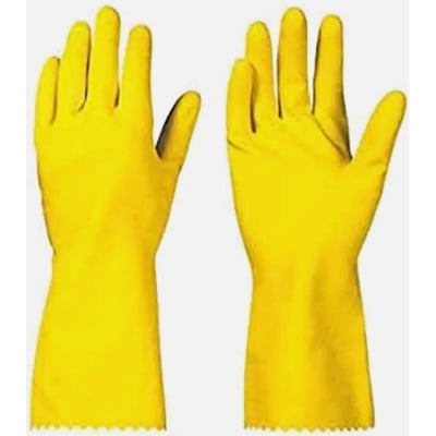 Picture of Rubber Latex Large Household Gloves For Cleaning - Yellow (Multicolor)