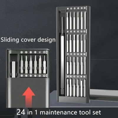 Picture of 24 in 1 multi-purpose repair kit, various types of screwdrivers, trial use for repairing mobile phones, watches, computers, and household appliances (Black)