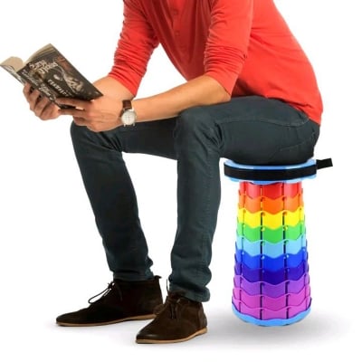 Picture of Retractable Stool | Telescopic Collapsible Seat Tested Up to 550 lbs | Sturdy Foldable Chair for Adults | Compact & Lightweight for Camping, Hiking, and Outdoor Activities (Multicolor)