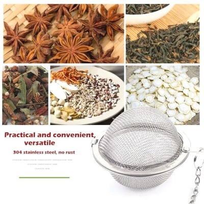 Picture of Tea Filter Stainless Steel Reusable Multifunction Mesh Herbal Ball Tea Spice Strainer Infuser Tools Kitchen Supplies (Silver)