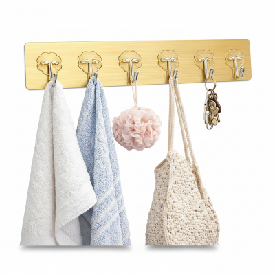 Picture of Self Adhesive Hooks for Wall Heavy Duty - 10kg Load Capacity Waterproof Transparent Wall Hooks for Hanging - No Drilling Nail (Gold)