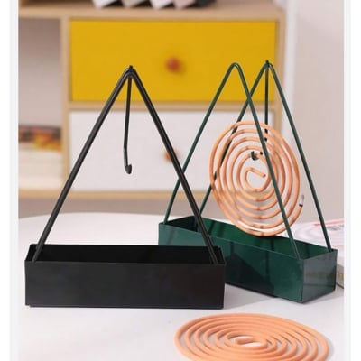 Picture of 1PCS Mosquito Coil Holder Mosquito Incense Burner Iron Art Ash Tray Home Indoor Coil Holder triangle coil stand black 