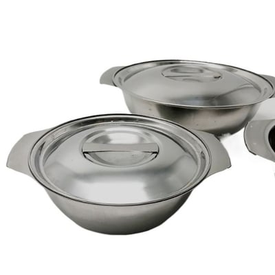 Picture of 2 Pcs Soup bowl with lid Stainless steel Modern Soup bowl দুটি স্টিল বাটি ঢাকনা সহ (Silver)