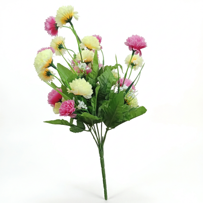 Picture of 40cm Silk Flower Stick - 20-28 Heads, Multicolor, Plastic & Fabric - Perfect for Festival, Home, Restaurant & Wedding (Multicolor)