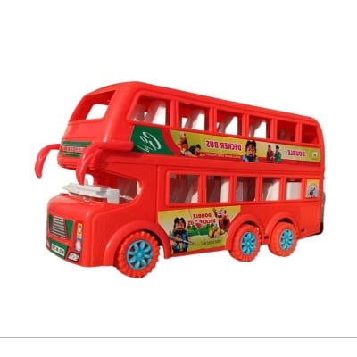 Picture of Plastic Double decker toy Bus Model bus multicolor built with a friction mechanism Pull Back Vehicle Toy, Push & Go Toy Bus for Boys & Girls Age 3+, Fun Birthday Gift for Kids (Multicolor)