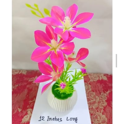 Picture of Artificial orchard Flowers with pot for Decoration Artificial Flowers for Home Decor Indoor Artificial Flower Phalaenopsis Polyurethane Artificial Flower Arrangement Artificial Flowers Plants (Multicolor)