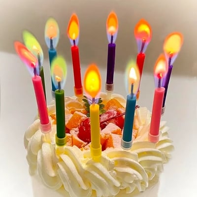 Picture of 6 Pieces Colorful Luminous Party Candles, Birthday, Birthday Cake, Cake Candle, Cake Fountain, Birthday Candles Kids, Candle Birthday, Party Candles with Colorful Flame, (Multicolor)