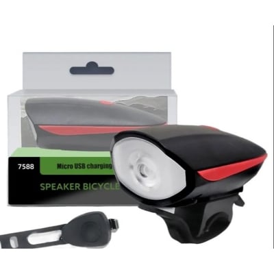 Picture of Bicycle Horn Light USB Charging T6 Front With Bell Smart Outdoor Riding Equipment Mountain Bike Horn Front (Black)