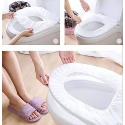 Picture of 2/4 pcs Travel Disposable Toilet Seat Cover Waterproof Portable Toilet Mat For Kids Baby Pregnant Mom Travel Disposable Toilet Seat Covers for Adults Kids Potty Training (White 4 Pcs)
