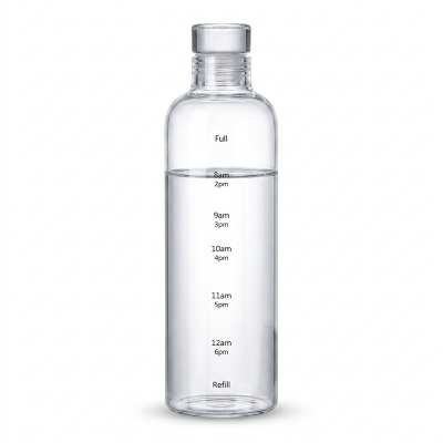 Picture of 1 pcs Clear Water Bottle | 500ml Time Scale Printed Reusable Leak Proof Airtight Lid High Quality Plastic Water Bottle | Used for Sports, Gym, Fitness (CLEAR)