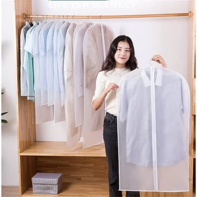 Picture of Clothes Dust Cover Jumbo Garment Organizer Rack Cover Premium Thickened Garment Hanging Storage Bag Moisture-Proof Dust-Proof Zipper For Home Trave 1 Pcs Garment Bag Closet Storage (CLEAR)