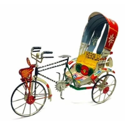 Picture of Traditional Rickshaw showpiece Metal multicolor | Rickshaw Showpiece Miniature | Gift item | Metal, Hand Painted,  (Multicolor)