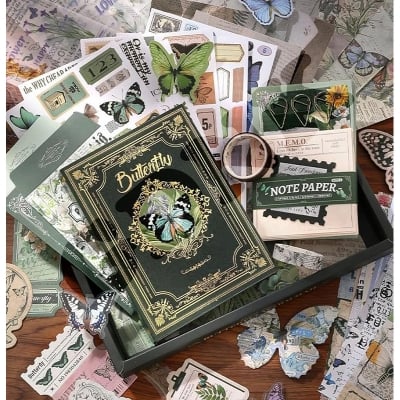 Picture of Scrapbooking Kit (140) , Vintage Collection-Whispers of The Forest, Perfect for Bullet Scrapbooking Materials, Planner DIY Arts Craft Collage (Multicolor)