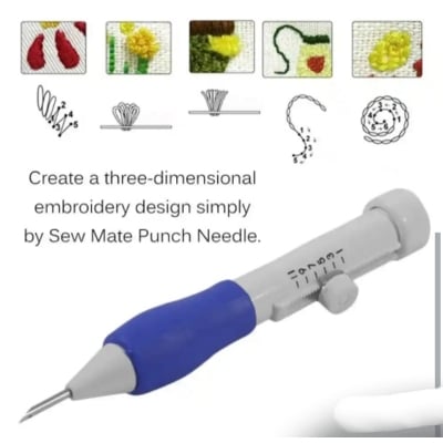 Picture of 1 Set Magic Embroidery Pen Pratical Abs Plastic Diy Interchangeable Punch Needle Tools And Gadgets Poke Flower Needle (White)