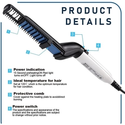 Picture of Quick Hair for Men Electric Beard Straightener Massage Hair Comb Beard Multifunctional Curly Hair Straightening, Beard Straightener, 