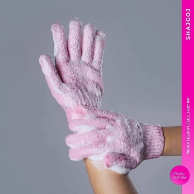 Picture of 1 Pcs Exfoliating Bath Loofah Gloves Body Scrub Wash Mitts Skin Massage Sponge Towel Deep Cleansing Dead Skin Brush Scrub Luxury Spa Heavy with Face Care Scrubber (Multicolor)