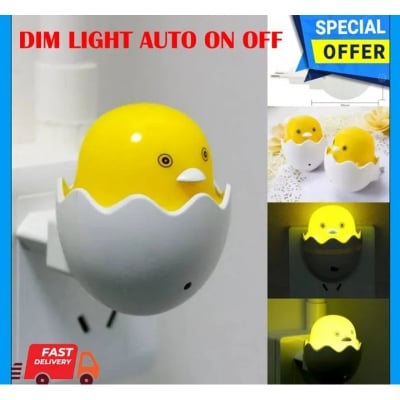 Picture of Light-Controlled Sensor LED EU Plug Egg Shell Duck Night Light with Mushroom Wall Socket Light Lamp (Light yellow)