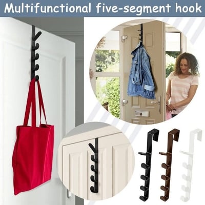 Picture of  2 Pieces Door Hanger, Vertical Door Hooks, Kitchen Door Hanger, No Drilling Required, Coat Hooks for Hanging Towel, Bag, Clothes, Hats (Multicolor)