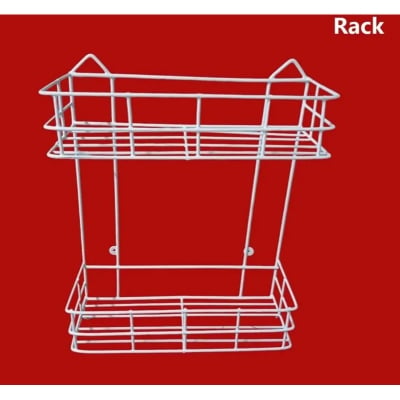 Picture of Wall Mount Iron Storage Rack/Shelf, Kitchen Rack and Shelves for Storage -2 Tier Multipurpose Rack for Kitchen and Bathroom, House (White)